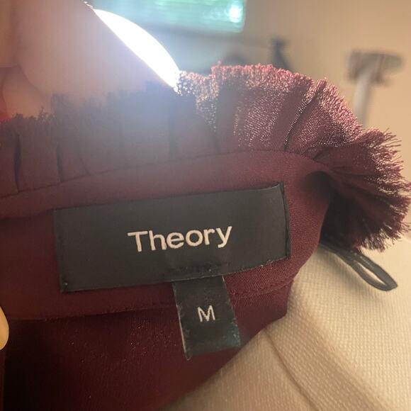 Theory Burgundy Button-Up Blouse Size M – Elegant & Versatile - Picture 6 of 6